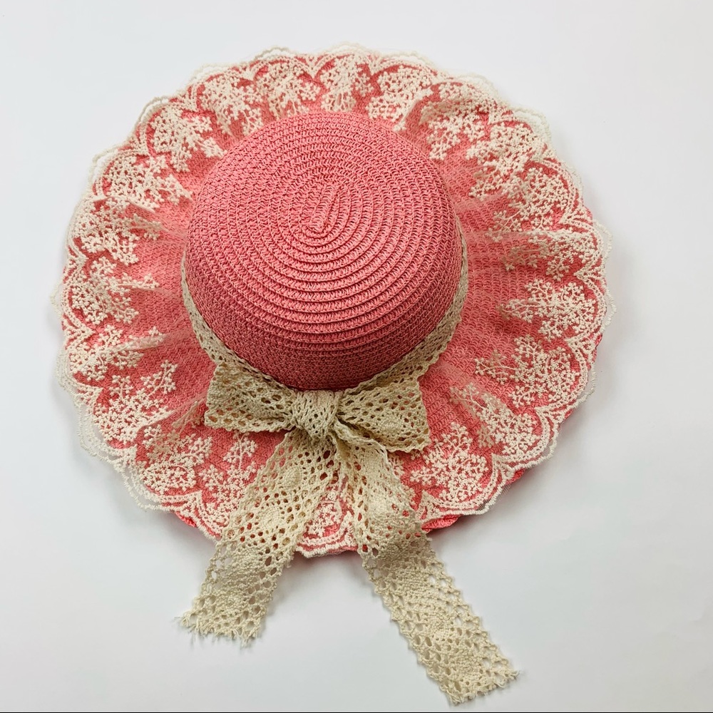 Bienvenu Pink Papyrus Woven Lace Hat